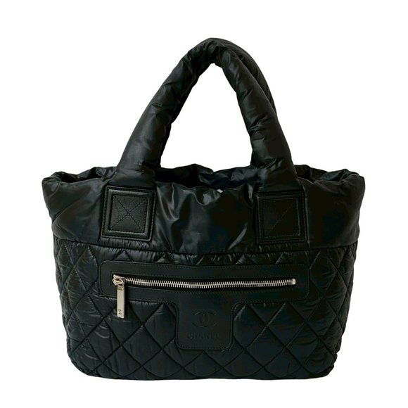 CHANEL Coco Cocoon Mark Nylon Handbag Mini Tote Bag Black 37982 - Picture 1 of 10